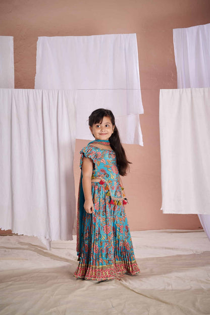 BLUE KALAMKARI SHARARA SET