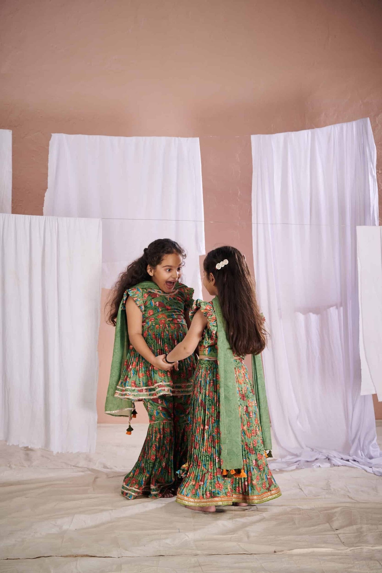 GREEN FISH SHARARA SET