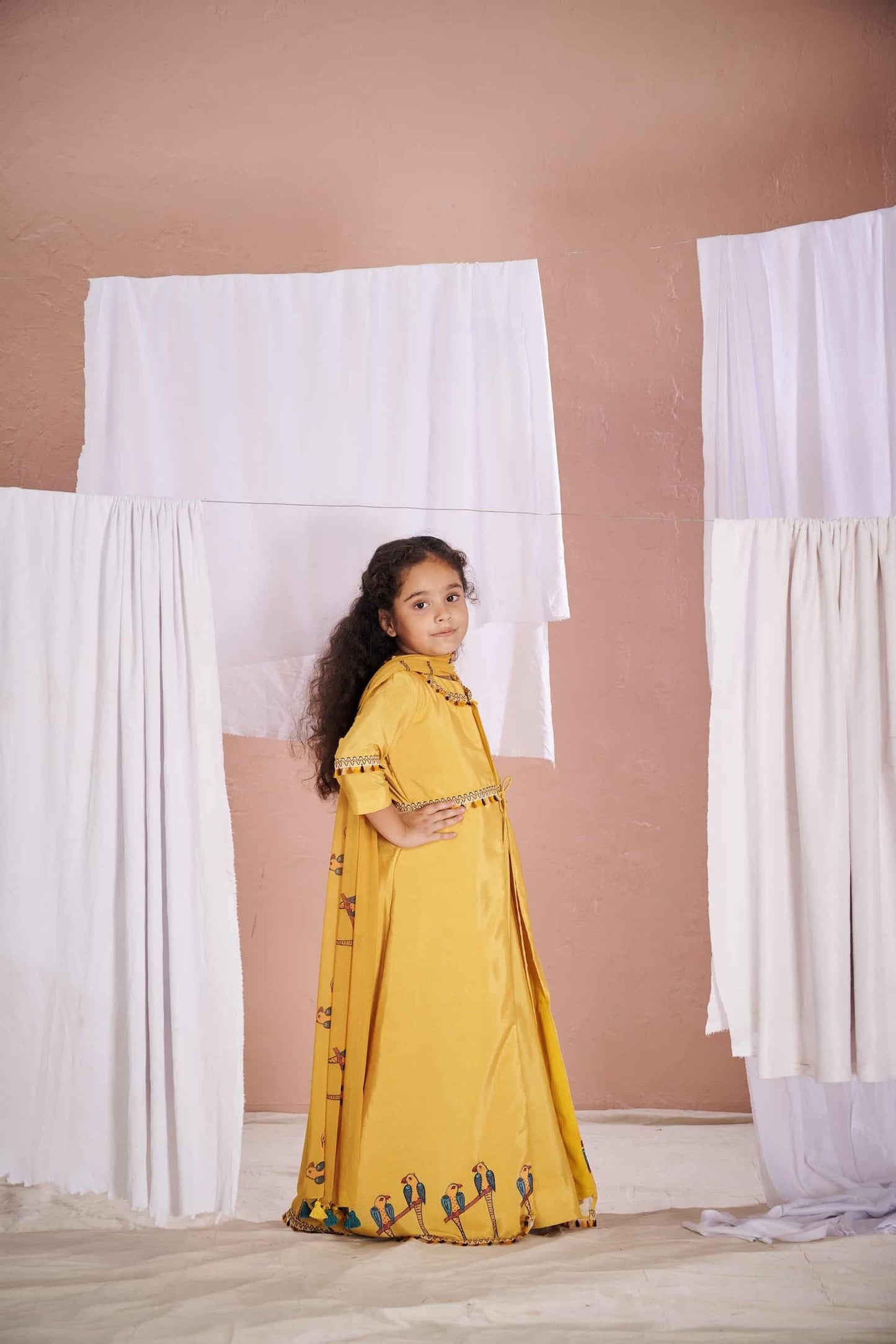 YELLOW PARROT ANARKALI JACKET SET