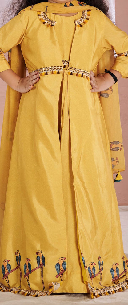 YELLOW PARROT ANARKALI JACKET SET