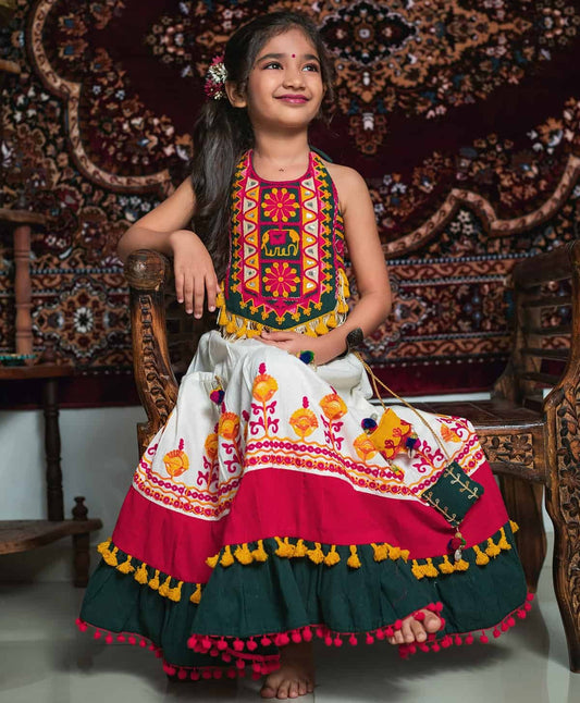 TRADITIONAL GUJARATI EMBROIDERED NAVRATRI  CROP TOP & CHOLI