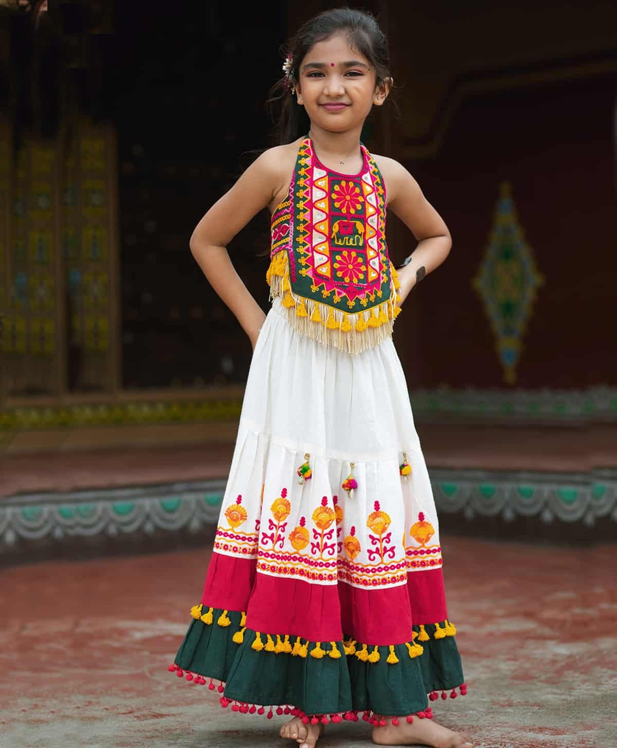 TRADITIONAL GUJARATI EMBROIDERED NAVRATRI  CROP TOP & CHOLI