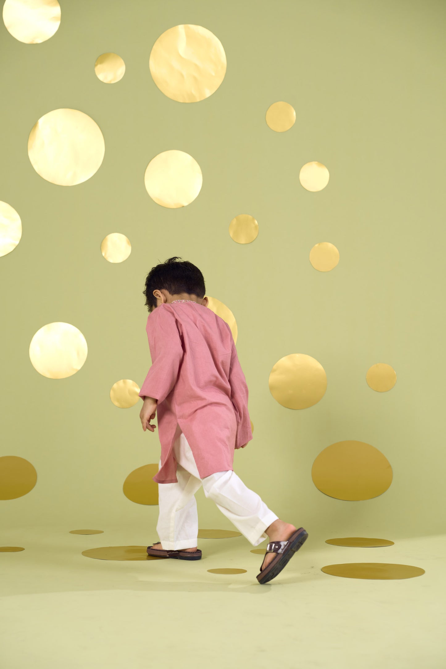 PINK HANDWORK NECKLINE KURTA