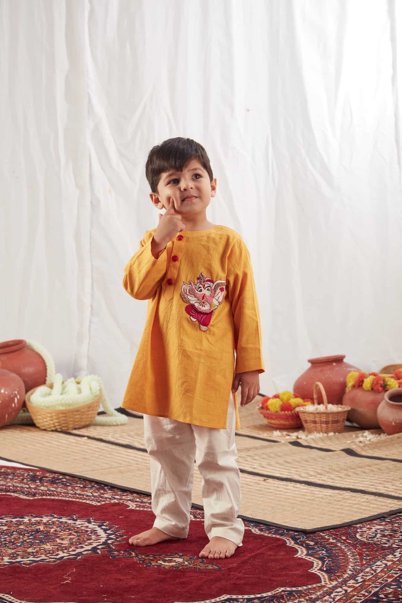 GANPATI KURTA YELLOW  WITH PANTS