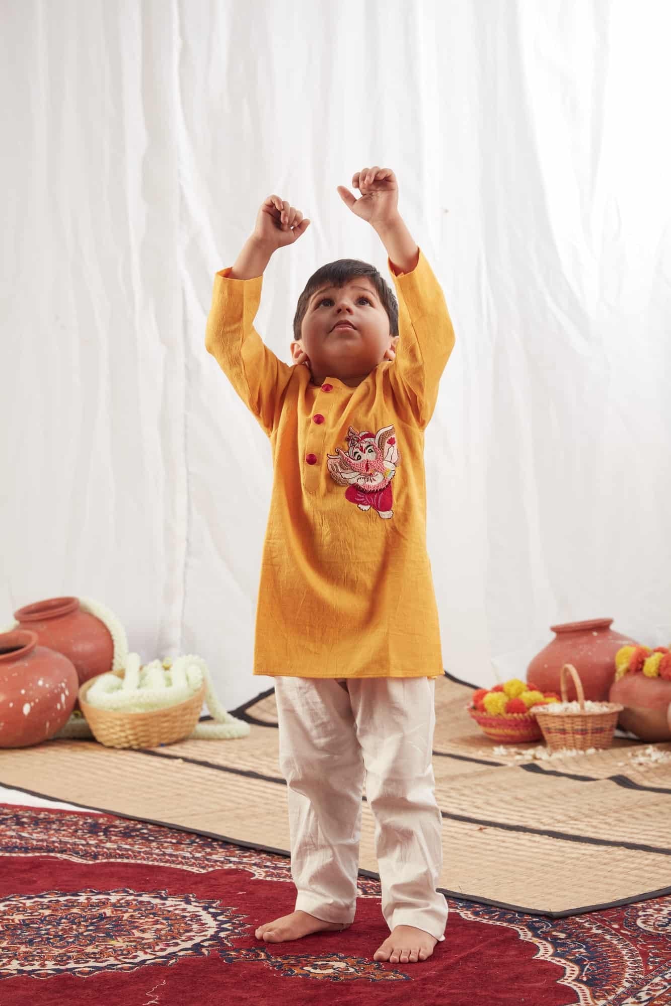 GANPATI KURTA YELLOW  WITH PANTS