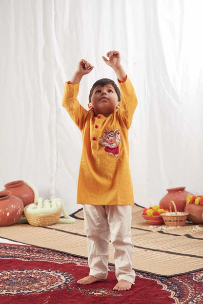 GANPATI KURTA YELLOW  WITH PANTS
