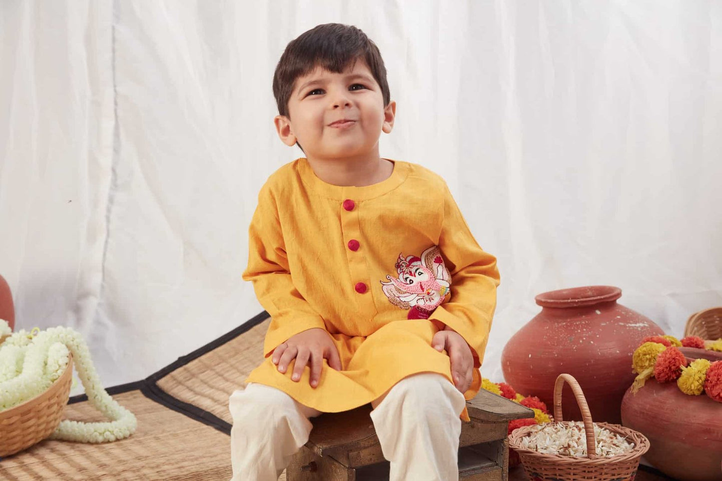 GANPATI KURTA YELLOW  WITH PANTS