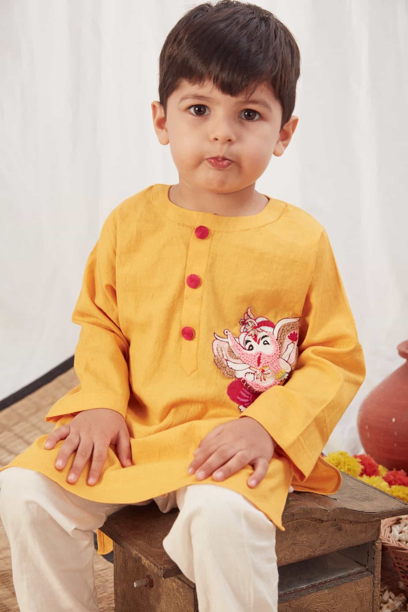 GANPATI KURTA YELLOW  WITH PANTS
