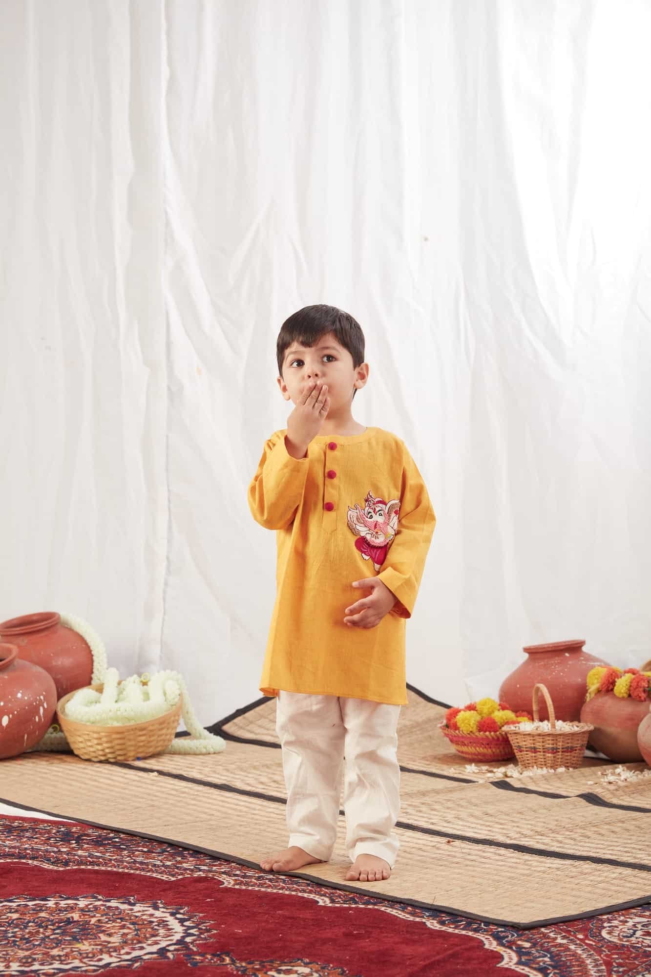 GANPATI KURTA YELLOW  WITH PANTS
