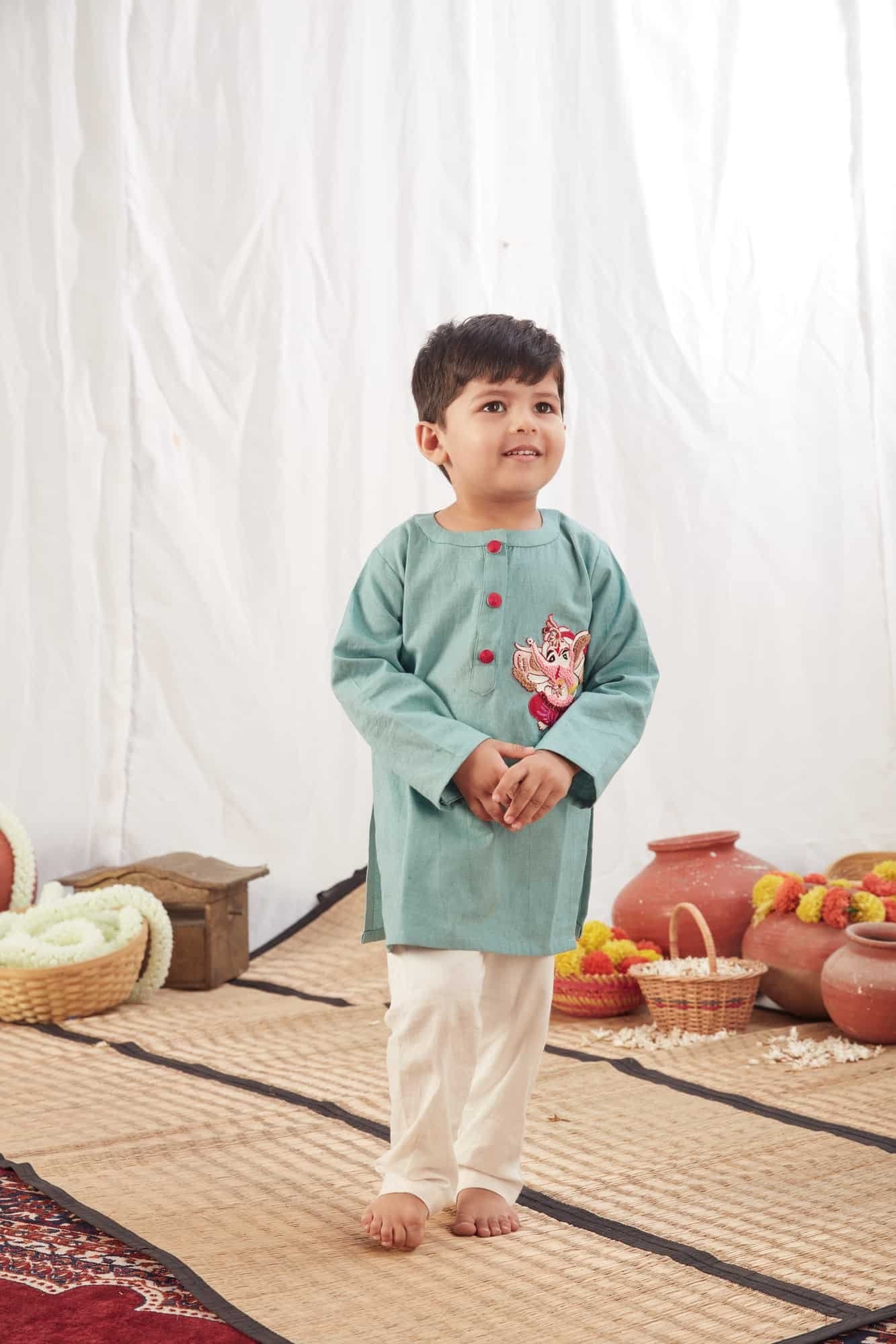 GANPATI KURTA BLUE  WITH PANTS