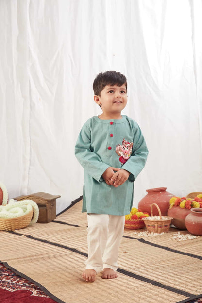 GANPATI KURTA BLUE  WITH PANTS