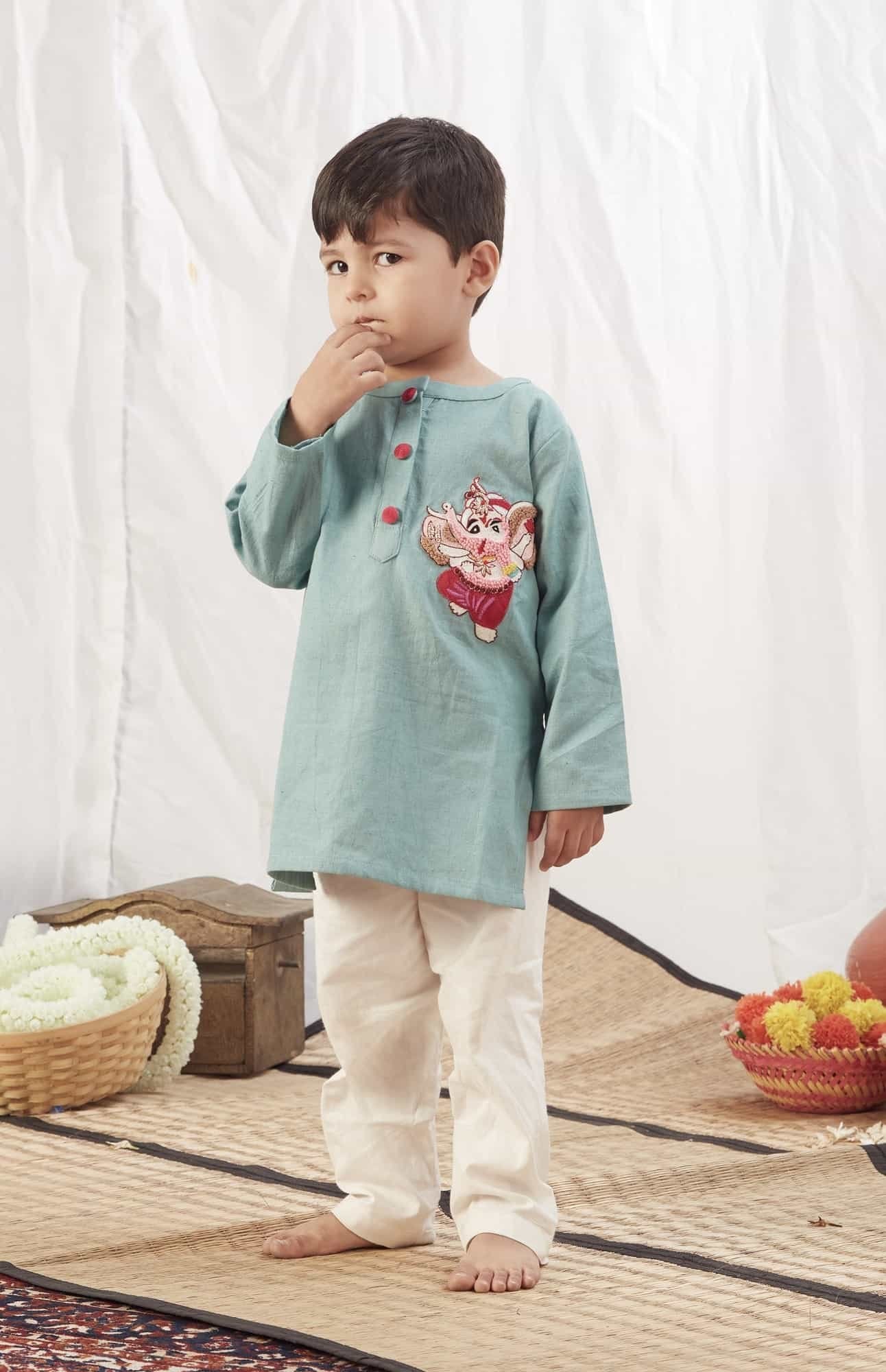 GANPATI KURTA BLUE  WITH PANTS