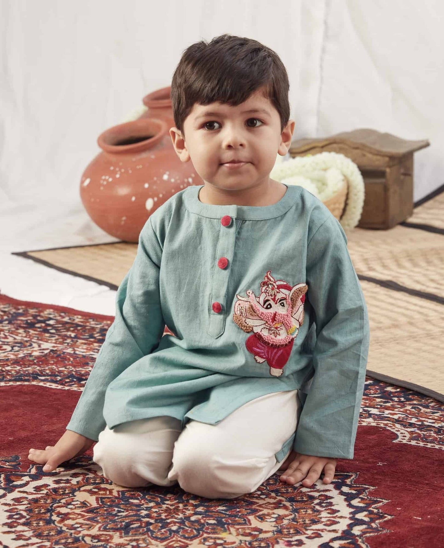 GANPATI KURTA BLUE  WITH PANTS