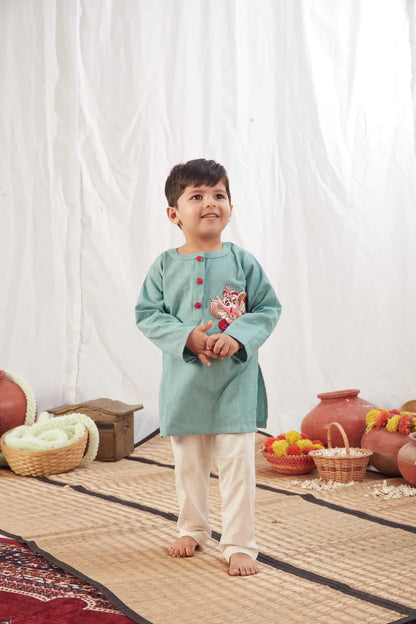 GANPATI KURTA BLUE  WITH PANTS