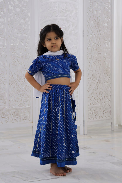 BLUE BANDHANI LEHENGA