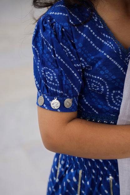 BLUE BANDHANI LEHENGA