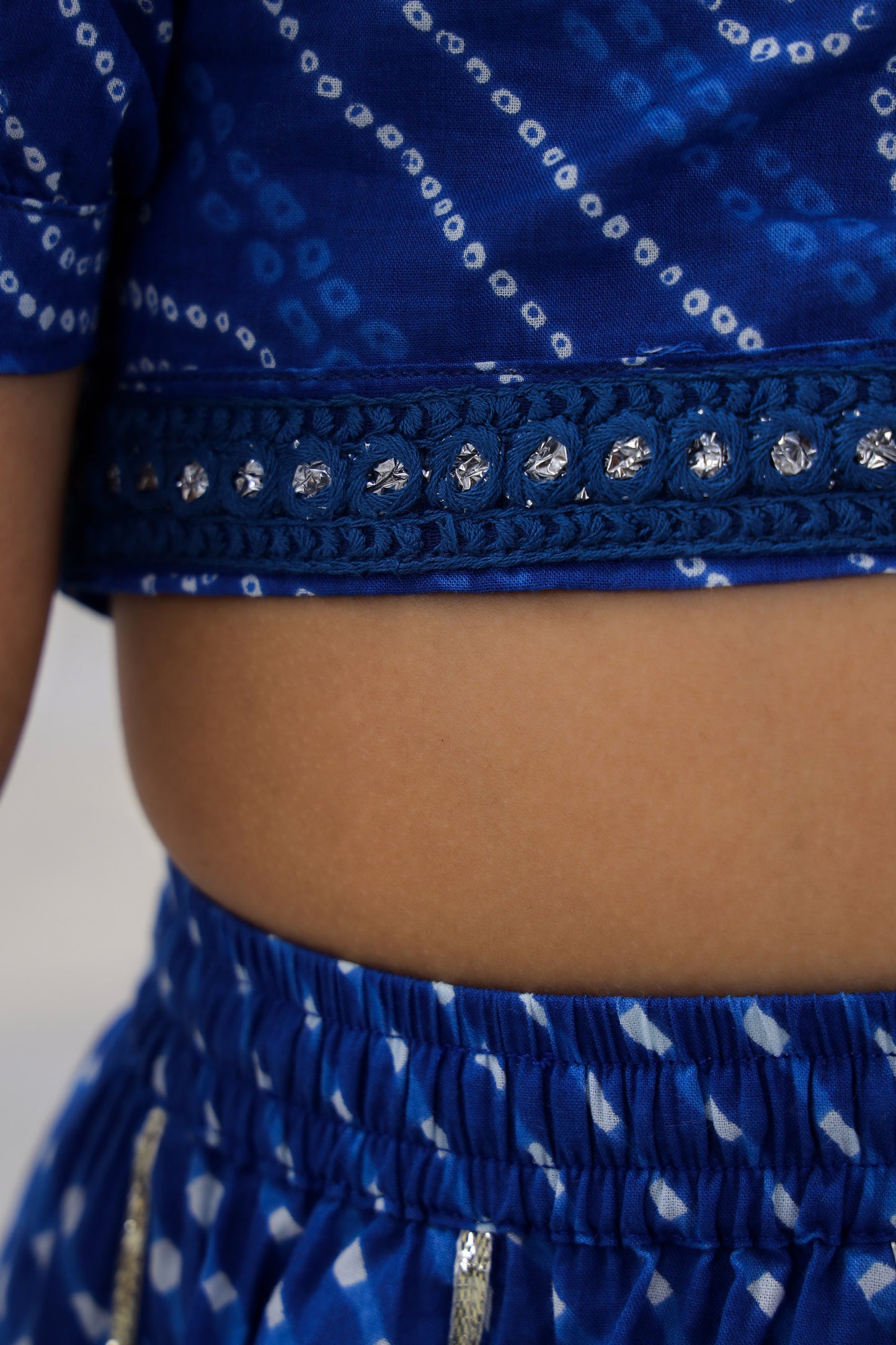 BLUE BANDHANI LEHENGA