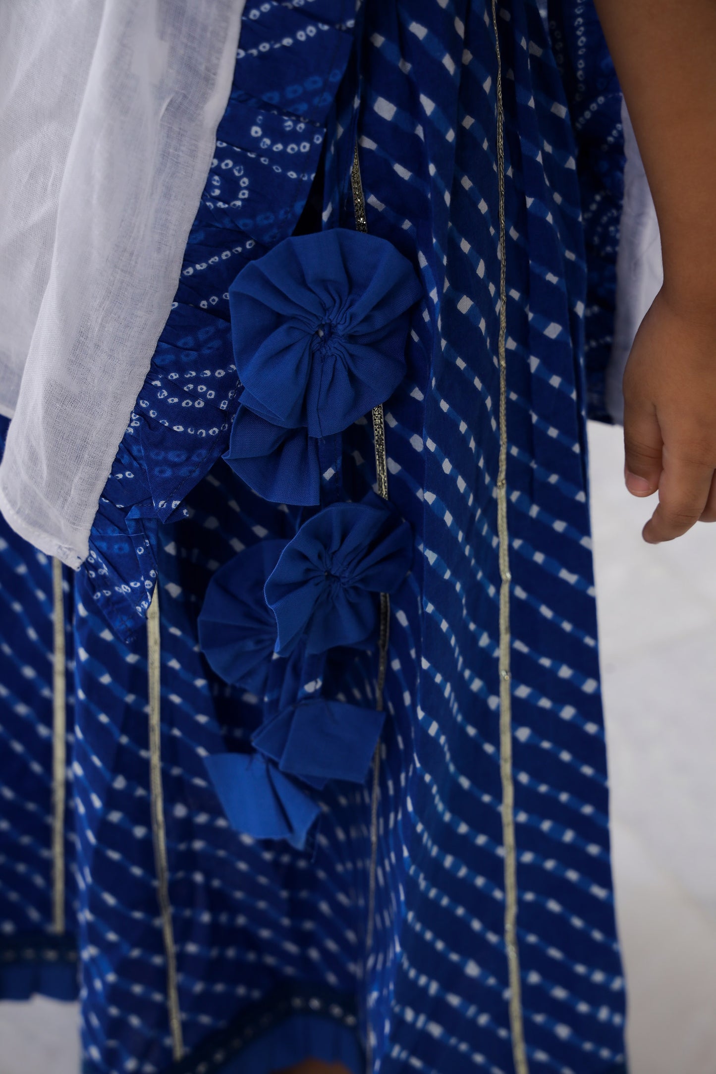 BLUE BANDHANI LEHENGA