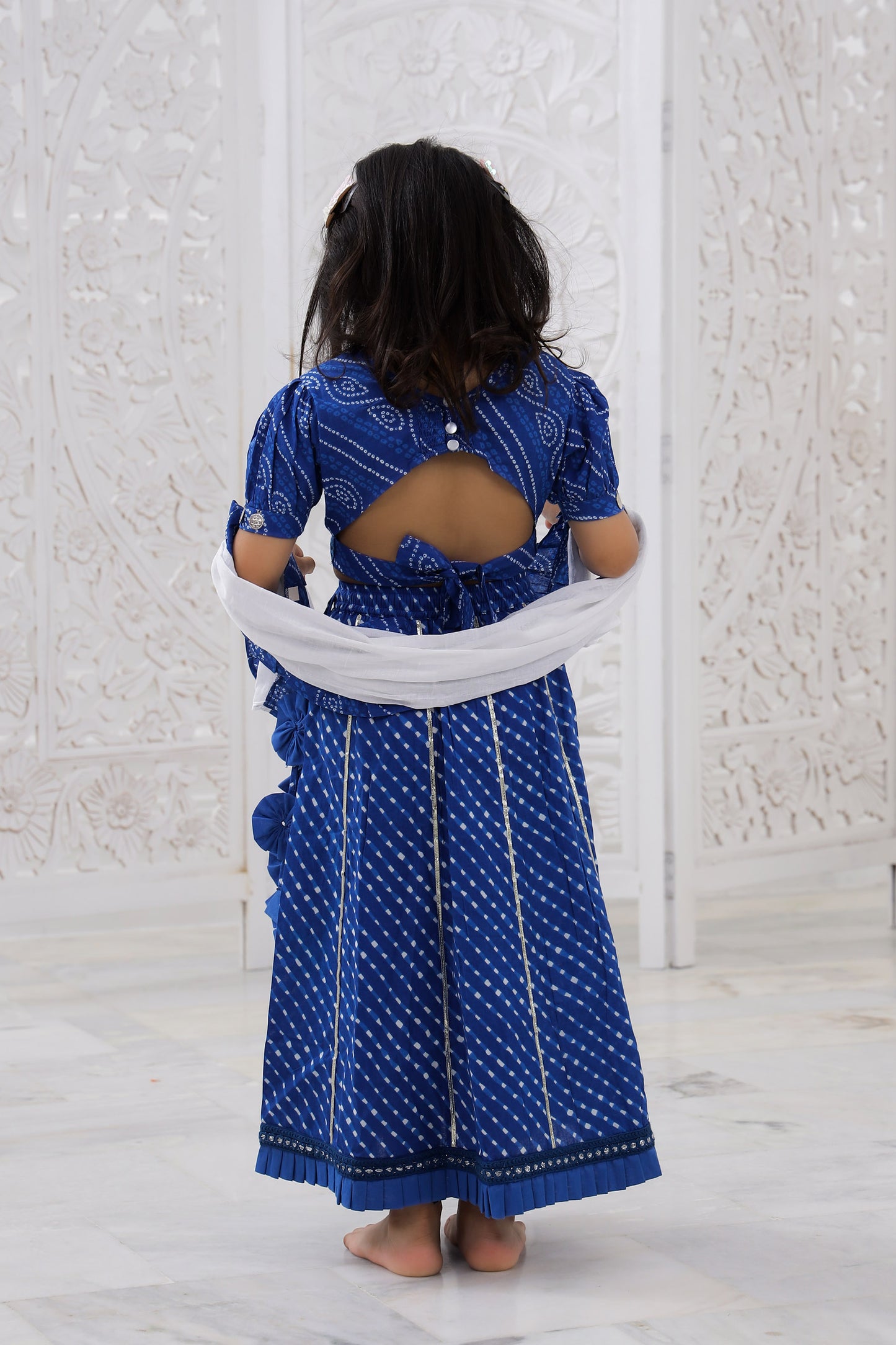 BLUE BANDHANI LEHENGA