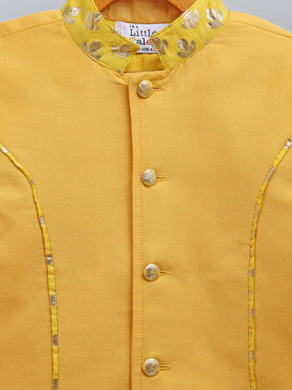 MUSTARD YELLOW SILK BANDHGALA SET