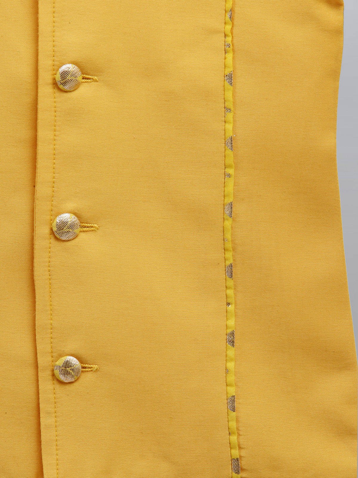 MUSTARD YELLOW SILK BANDHGALA SET