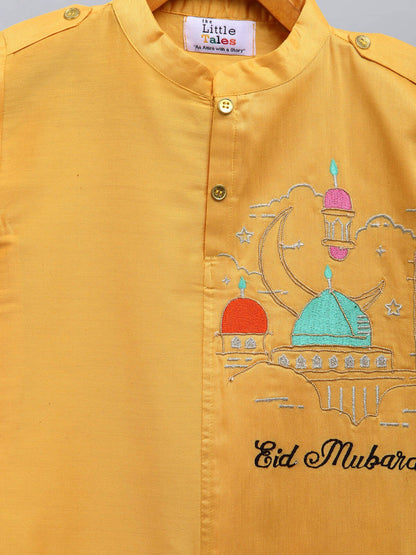 EID MUBARAK EMBROIDERED KURTA WITH SALWAR