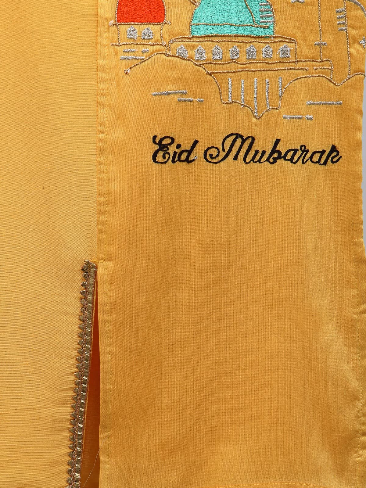 EID MUBARAK EMBROIDERED KURTA WITH SALWAR
