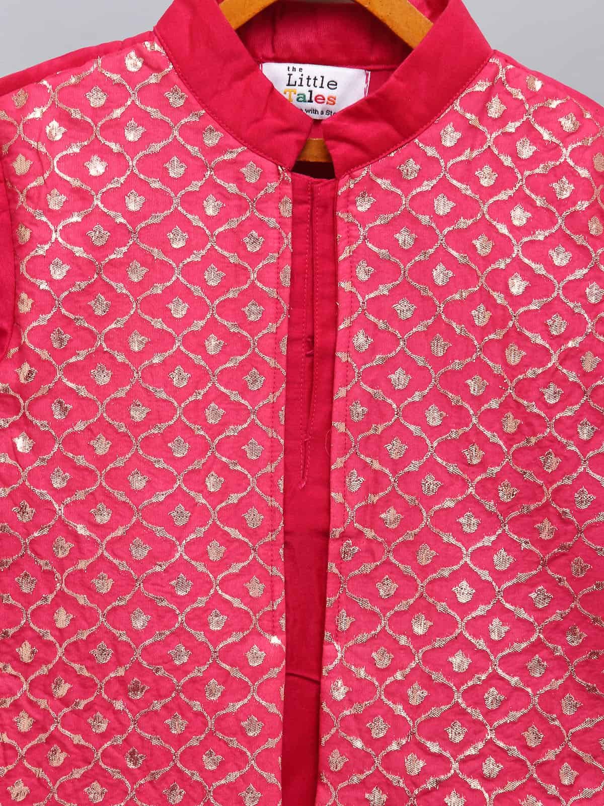 FUSCHIA PINK  KURTA WITH ATTACHED JACKET AND PYJAMA
