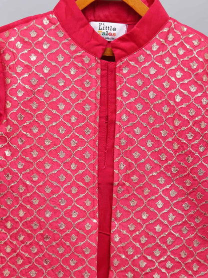 FUSCHIA PINK  KURTA WITH ATTACHED JACKET AND PYJAMA