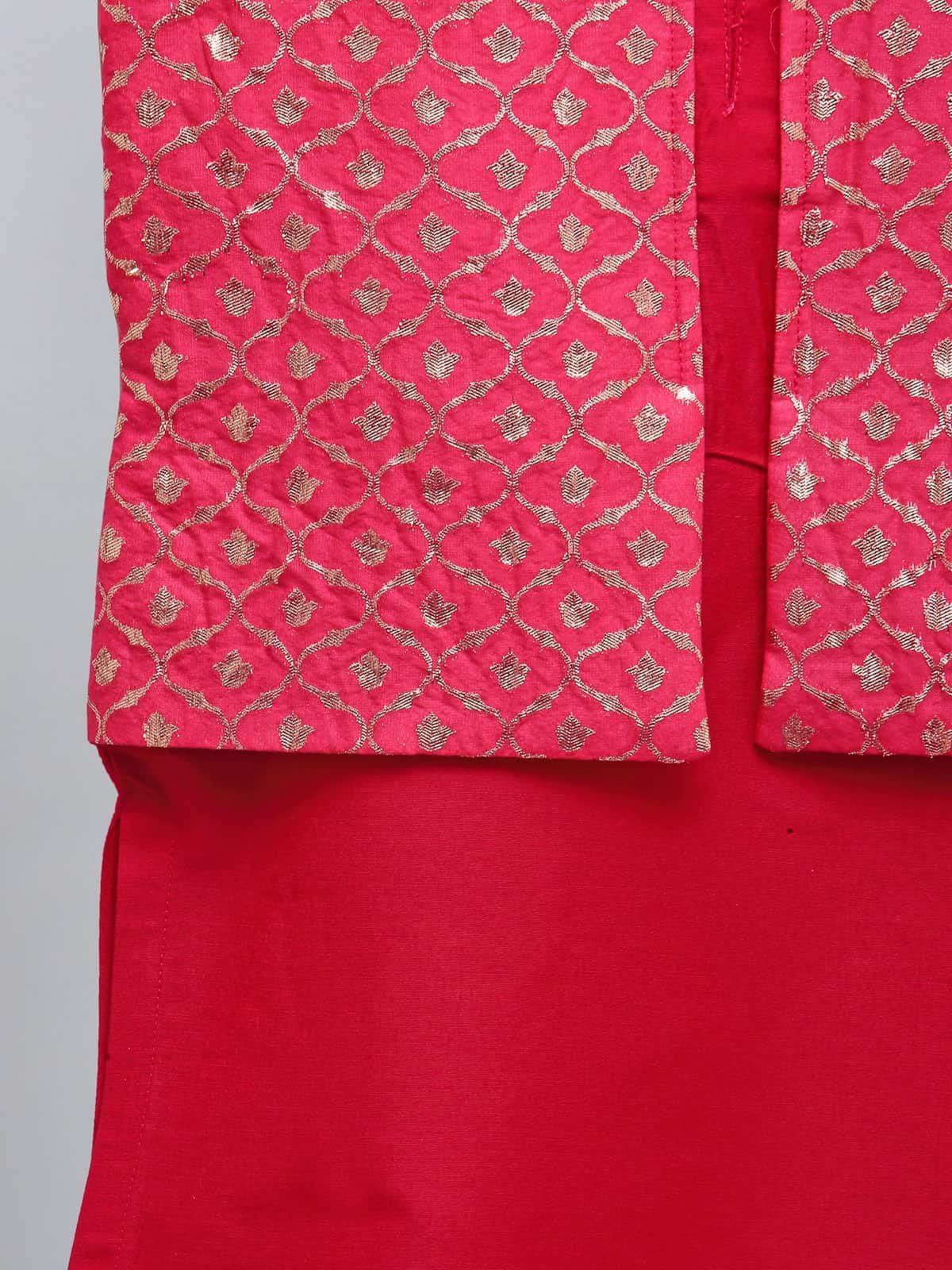 FUSCHIA PINK  KURTA WITH ATTACHED JACKET AND PYJAMA