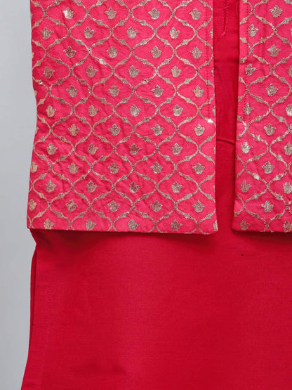 FUSCHIA PINK  KURTA WITH ATTACHED JACKET AND PYJAMA