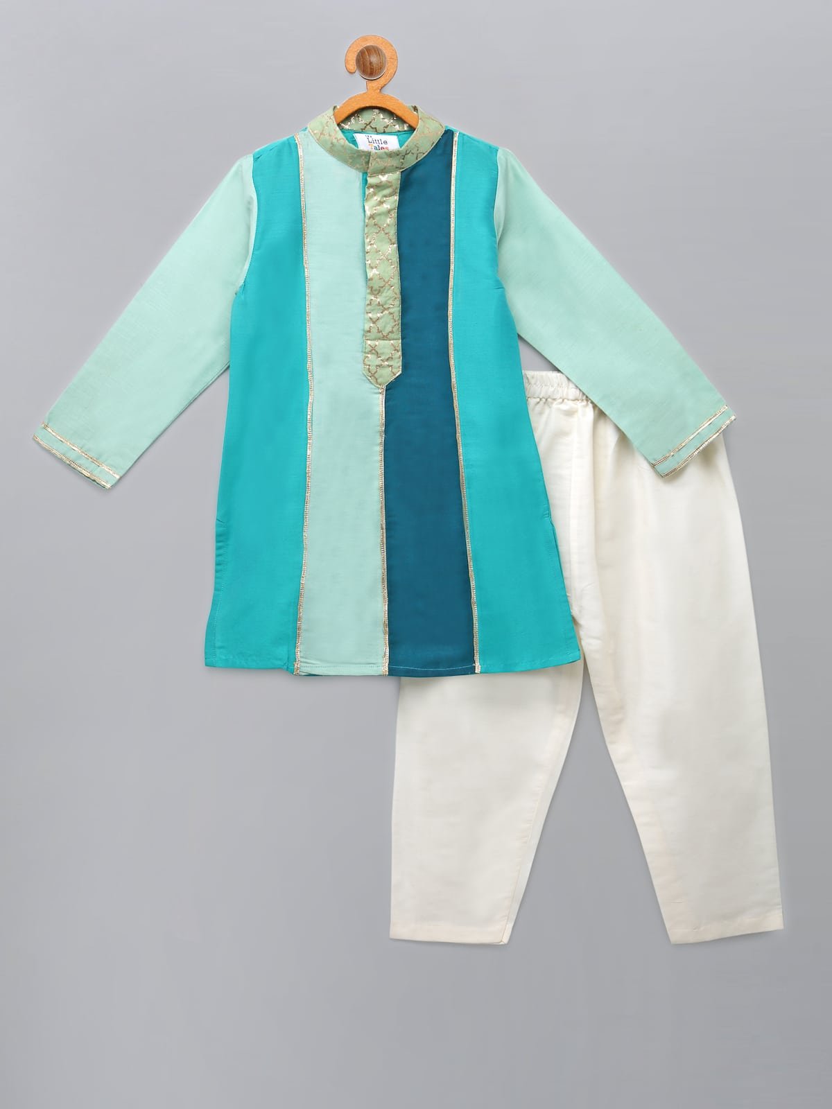 GREEN SHADED SILK KURTA WITH PYJAMA