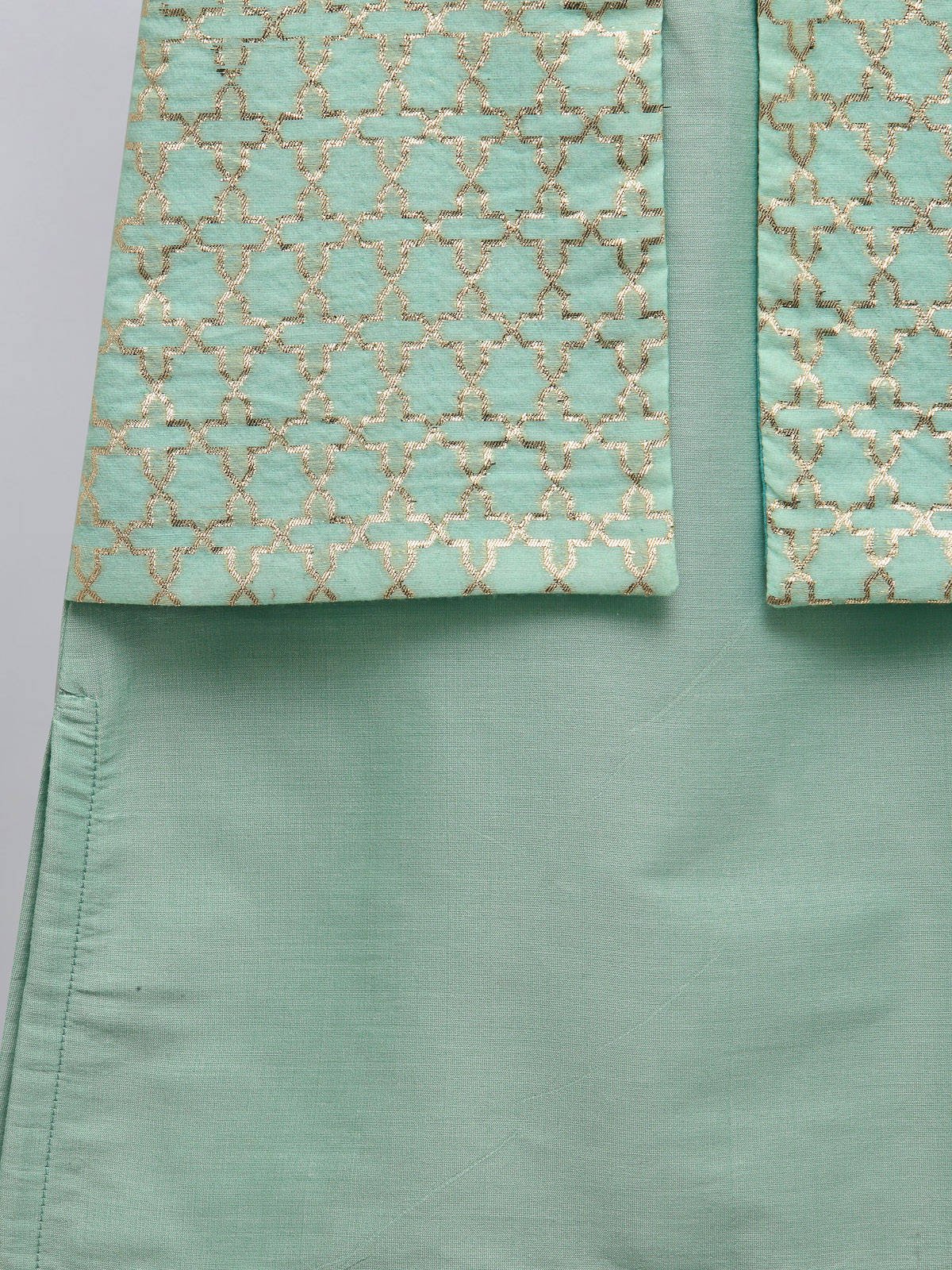 PASTEL GREEN KURTA WITH ATTACHED JACKET AND PYJAMA