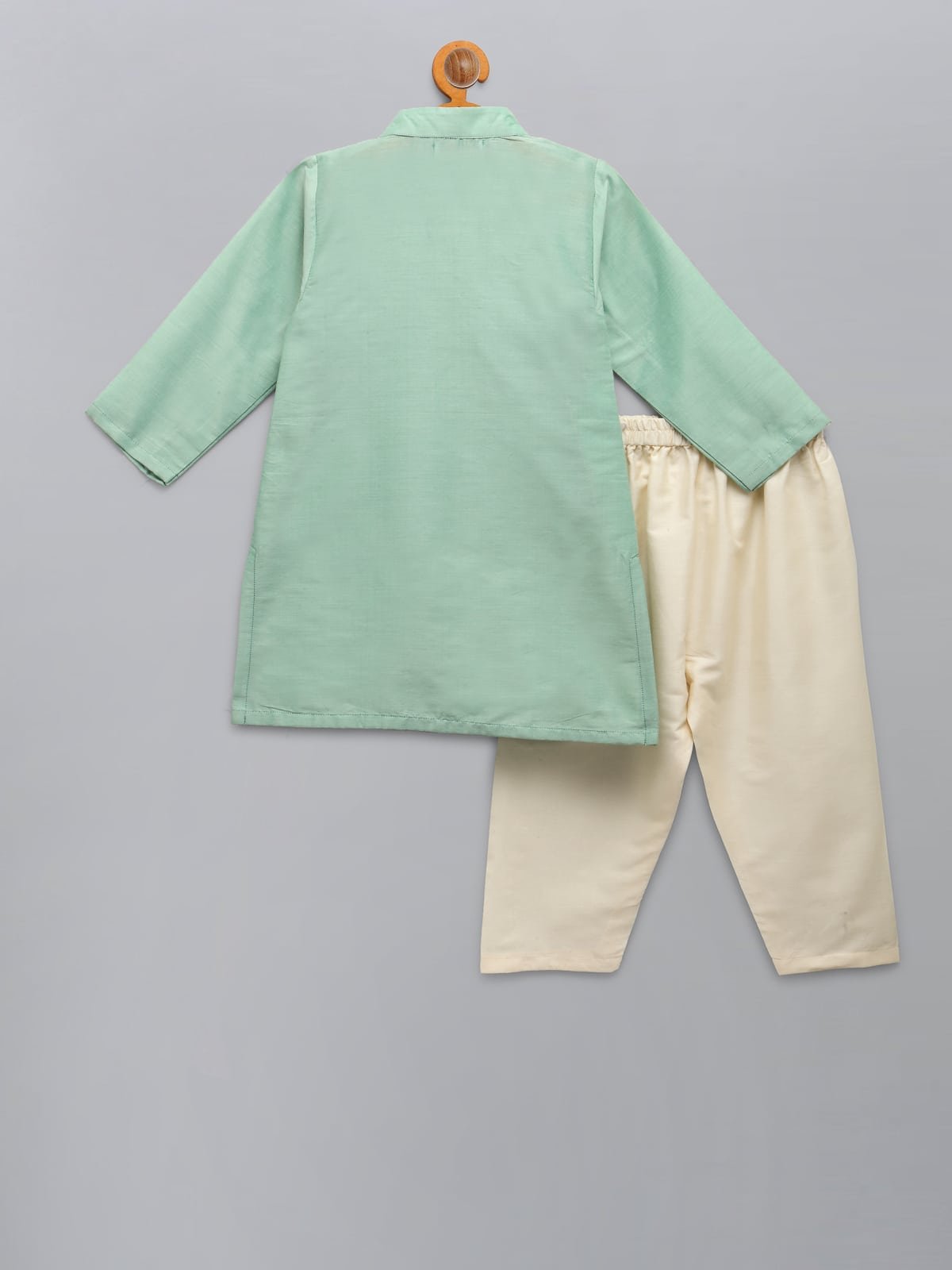 PASTEL GREEN KURTA WITH ATTACHED JACKET AND PYJAMA