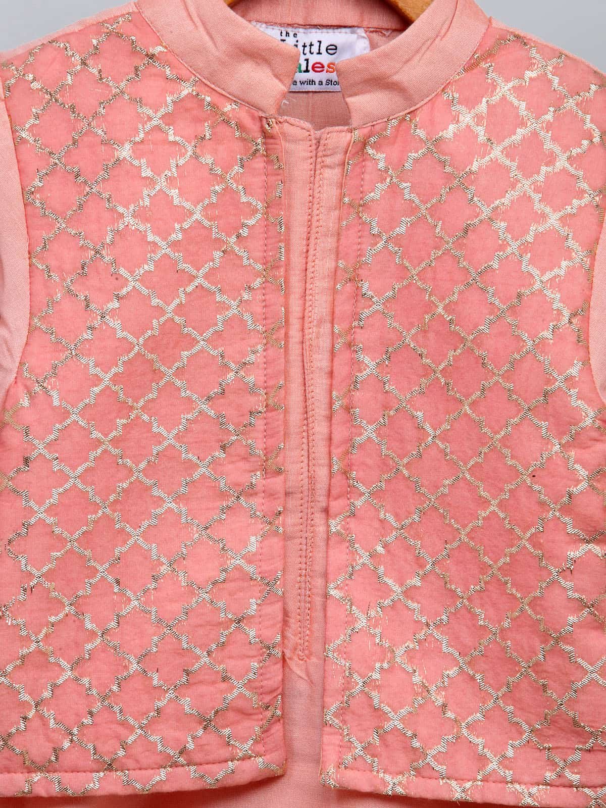 PATEL PEACH  KURTA WITH ATTACHED JACKET AND PYJAMA
