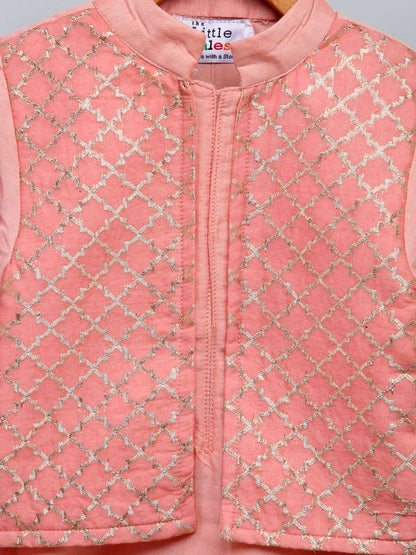 PATEL PEACH  KURTA WITH ATTACHED JACKET AND PYJAMA