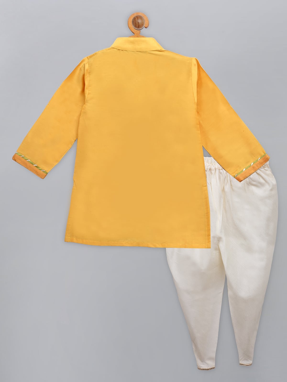 MUSTARD GANPATI EMBROIDERED KURTA DHOTI  SET