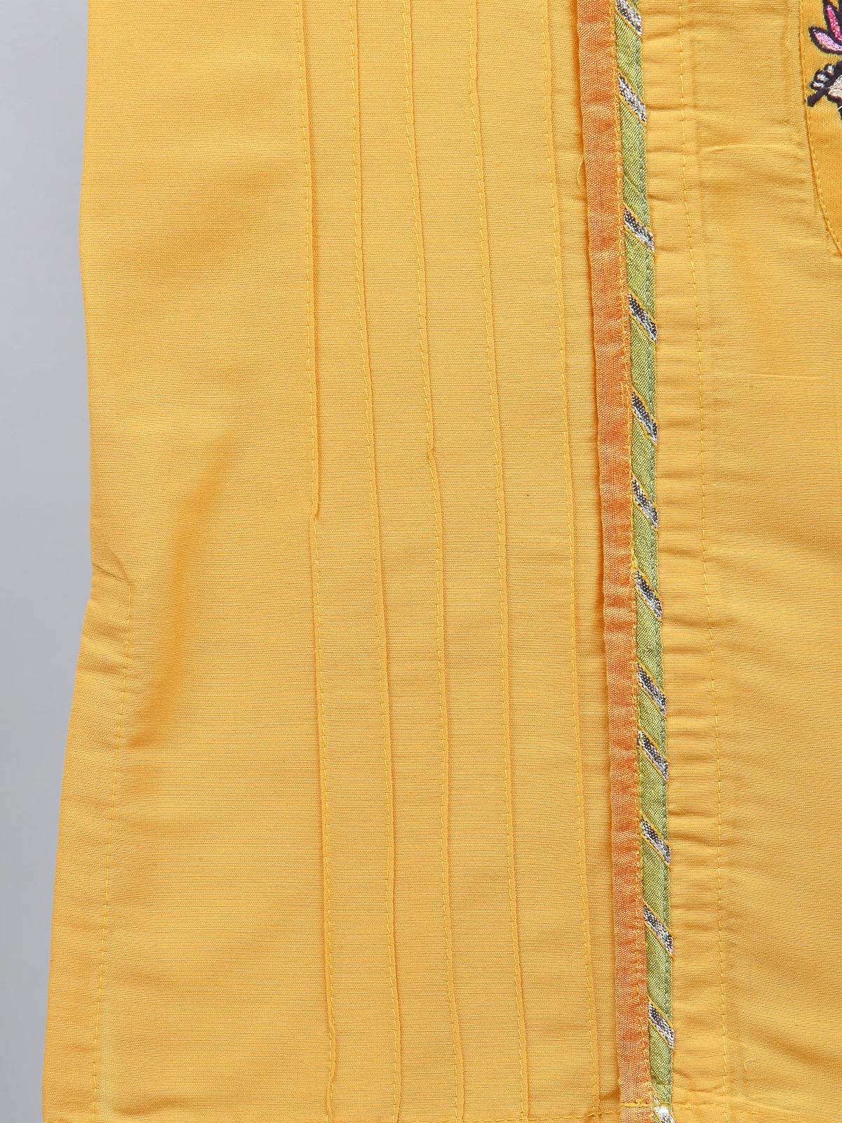 MUSTARD GANPATI EMBROIDERED KURTA DHOTI  SET