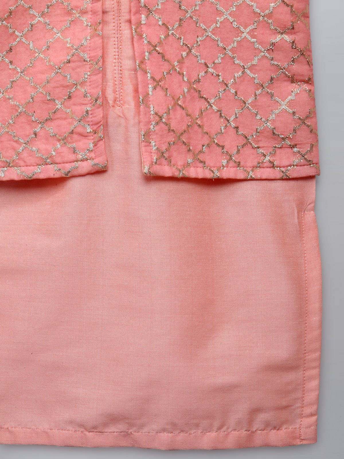 PATEL PEACH  KURTA WITH ATTACHED JACKET AND PYJAMA