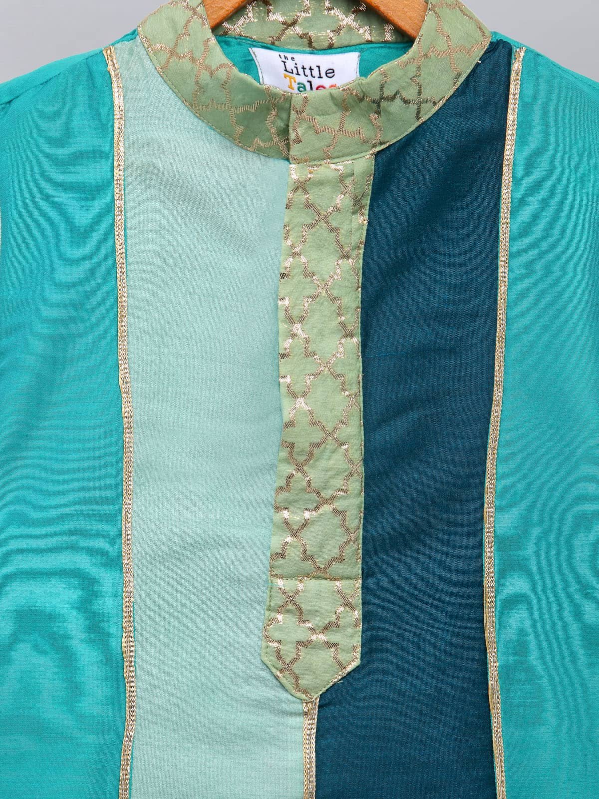 GREEN SHADED SILK KURTA WITH PYJAMA