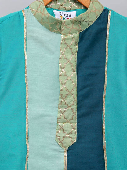 GREEN SHADED SILK KURTA WITH PYJAMA
