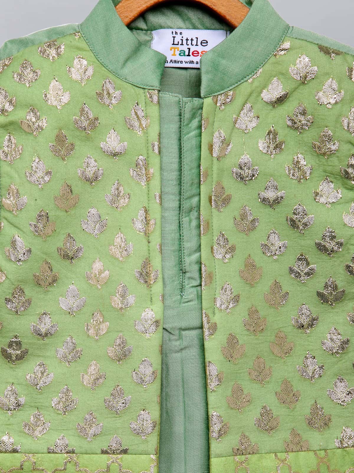 PASTEL GREEN  KURTA WITH ATTACHED JACKET AND PYJAMA
