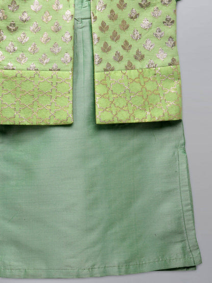 PASTEL GREEN  KURTA WITH ATTACHED JACKET AND PYJAMA