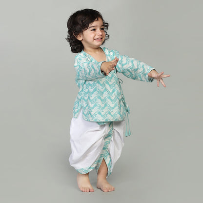 COTTON PRINTED ANGARKHA WITH DHOTI