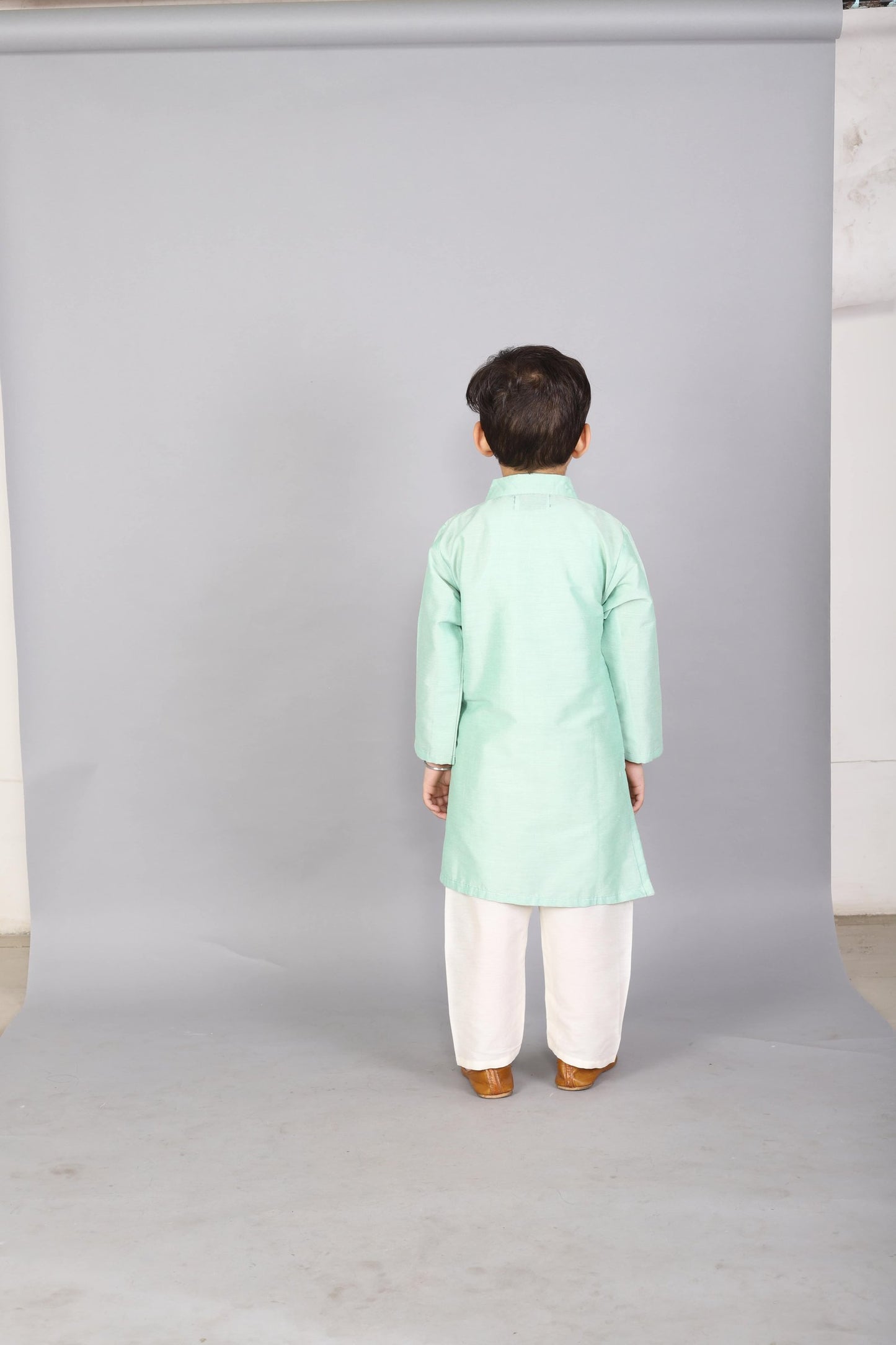 PASTEL GREEN KURTA WITH ATTACHED JACKET AND PYJAMA