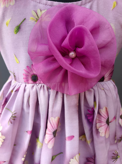 LILAC PRINTED FLOWER DRESS