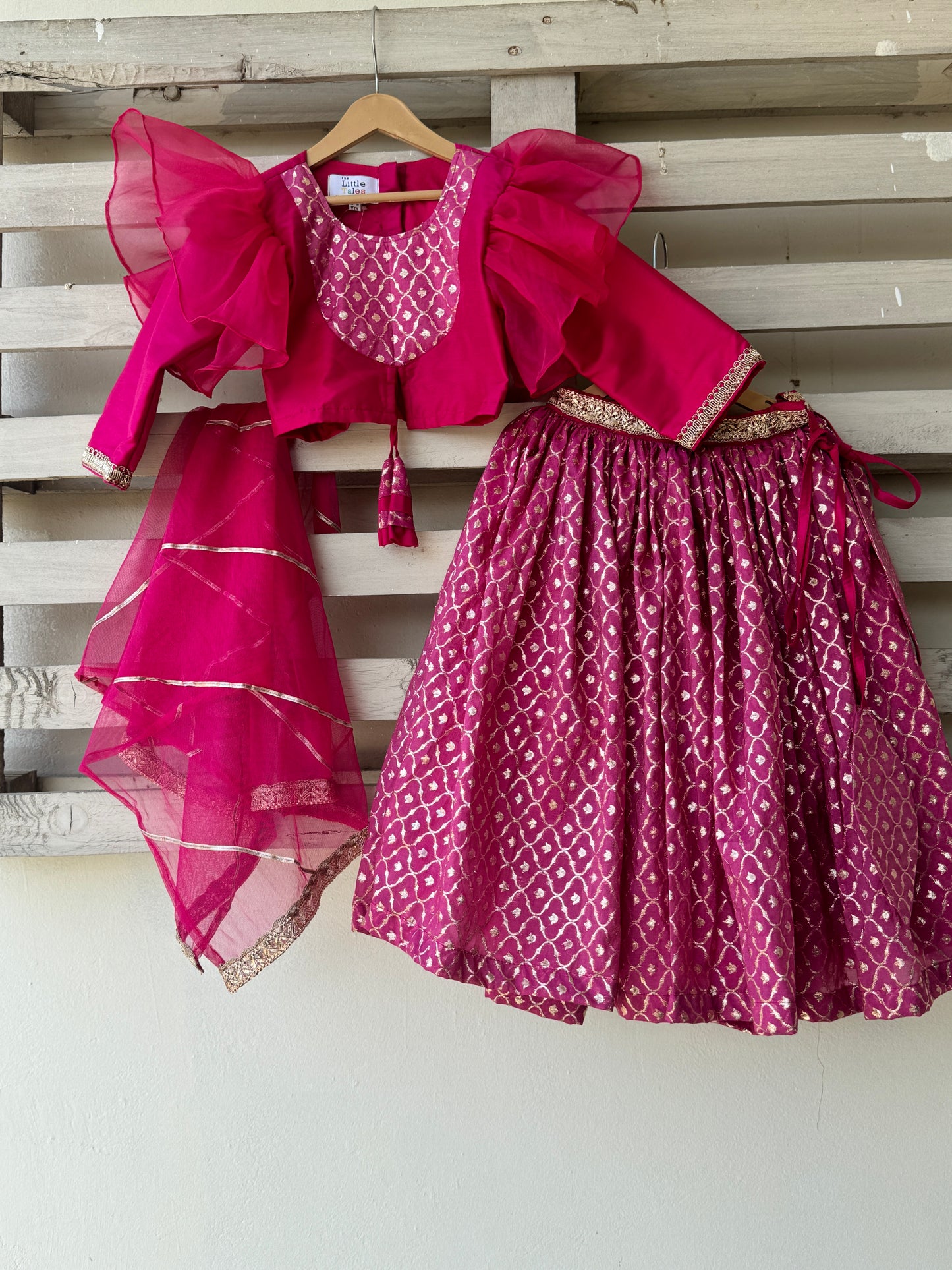 FUSCHIA PINK CHANDERI LEHNGA SET