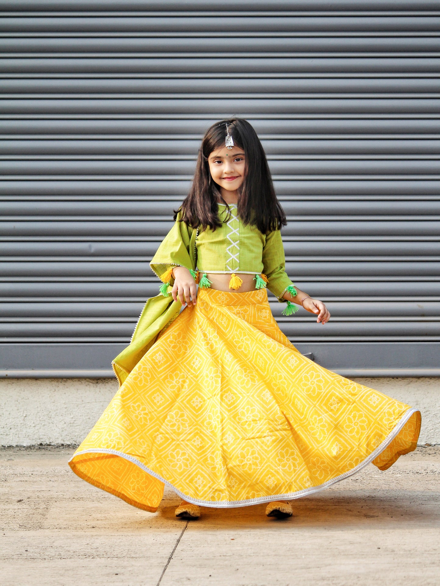 Yellow Bandhani Gotapatti Lehenga Set