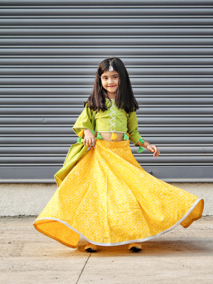 Yellow Bandhani Gotapatti Lehenga Set