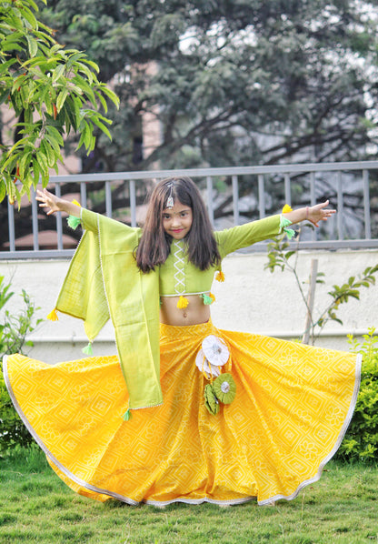 Yellow Bandhani Gotapatti Lehenga Set